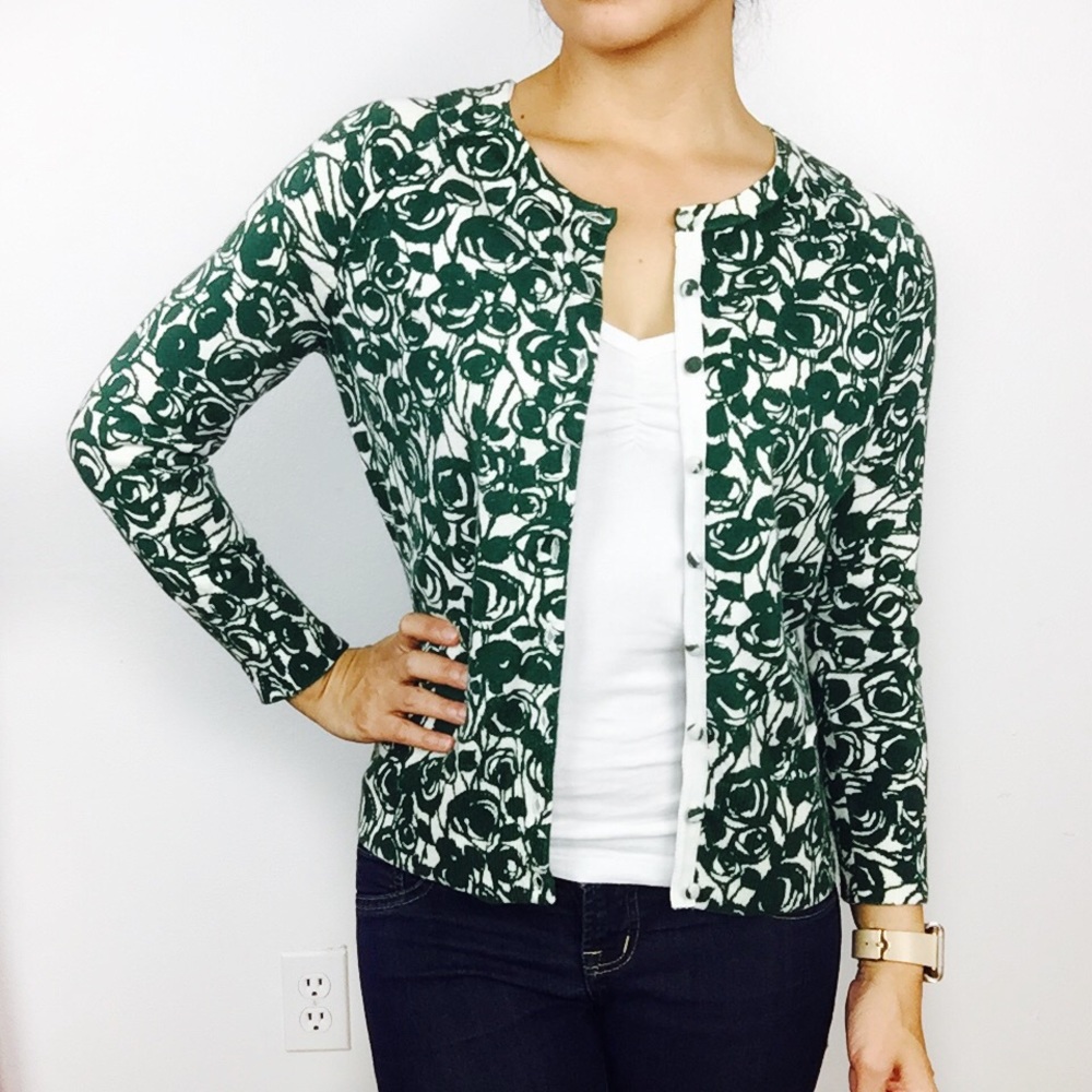 BANANA REPUBLIC green print cardigan
